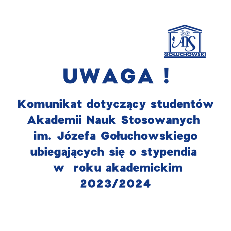 komunikat w sprawie stypendium na rok akademicki 2023/2024