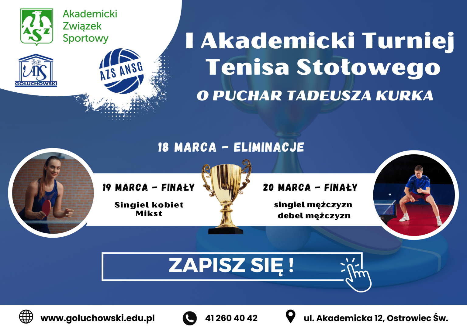 turniej tenisa stołowego AZS ANSG 2024